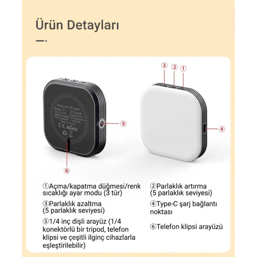 MagSafe Uyumlu Taşınabilir Mini LED Işık MagSafe Uyumlu Taşınabilir Mini LED Işık