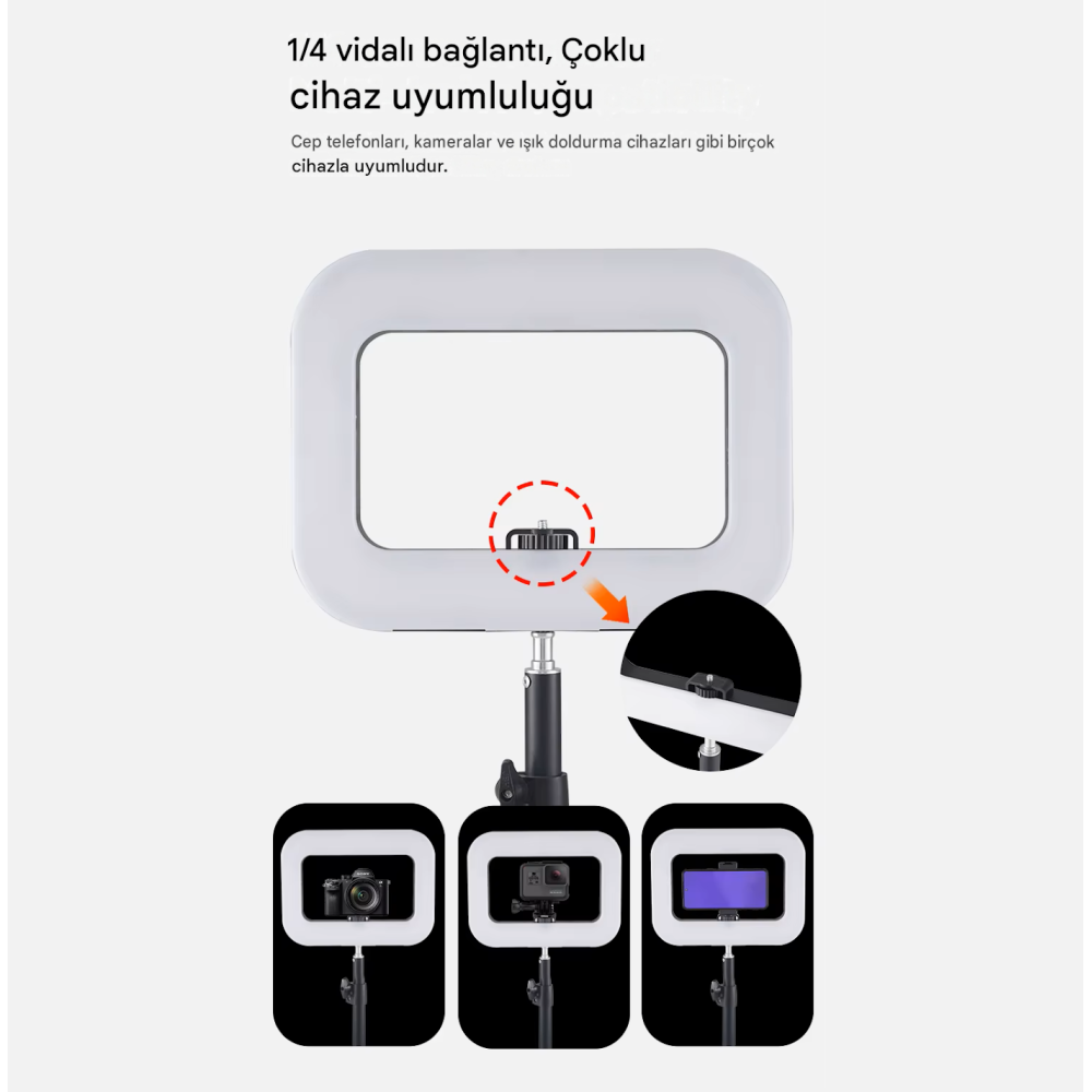 Şarjlı LED Ring Light Video Işık Seti Şarjlı LED Ring Light Video Işık Seti