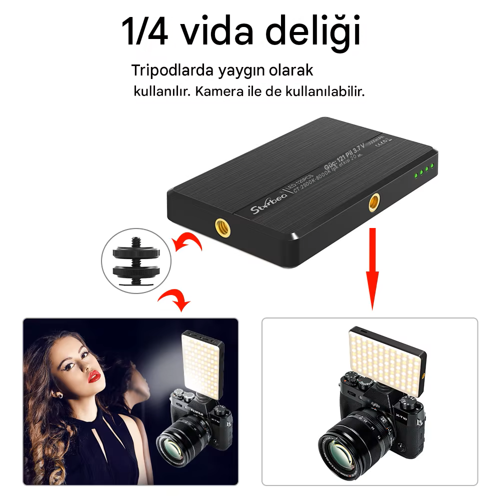 Taşınabilir LED Video Fotoğraf Işığı Şarjlı 3000mAh Kamera Üstü Dolgu Işığı ve Vlogger Canlı Yayın Aydınlatma Paneli Taşınabilir LED Video Fotoğraf Işığı Şarjlı 3000mAh Kamera Üstü Dolgu Işığı ve Vlogger Canlı Yayın Aydınlatma Paneli